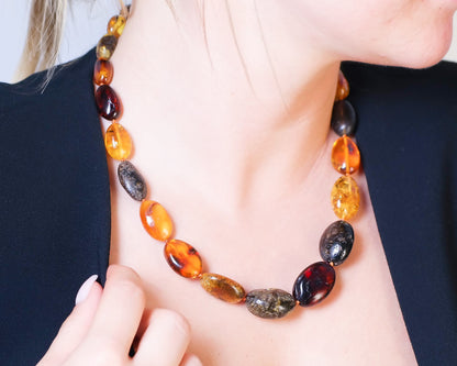 Bean Bead Amber Necklace