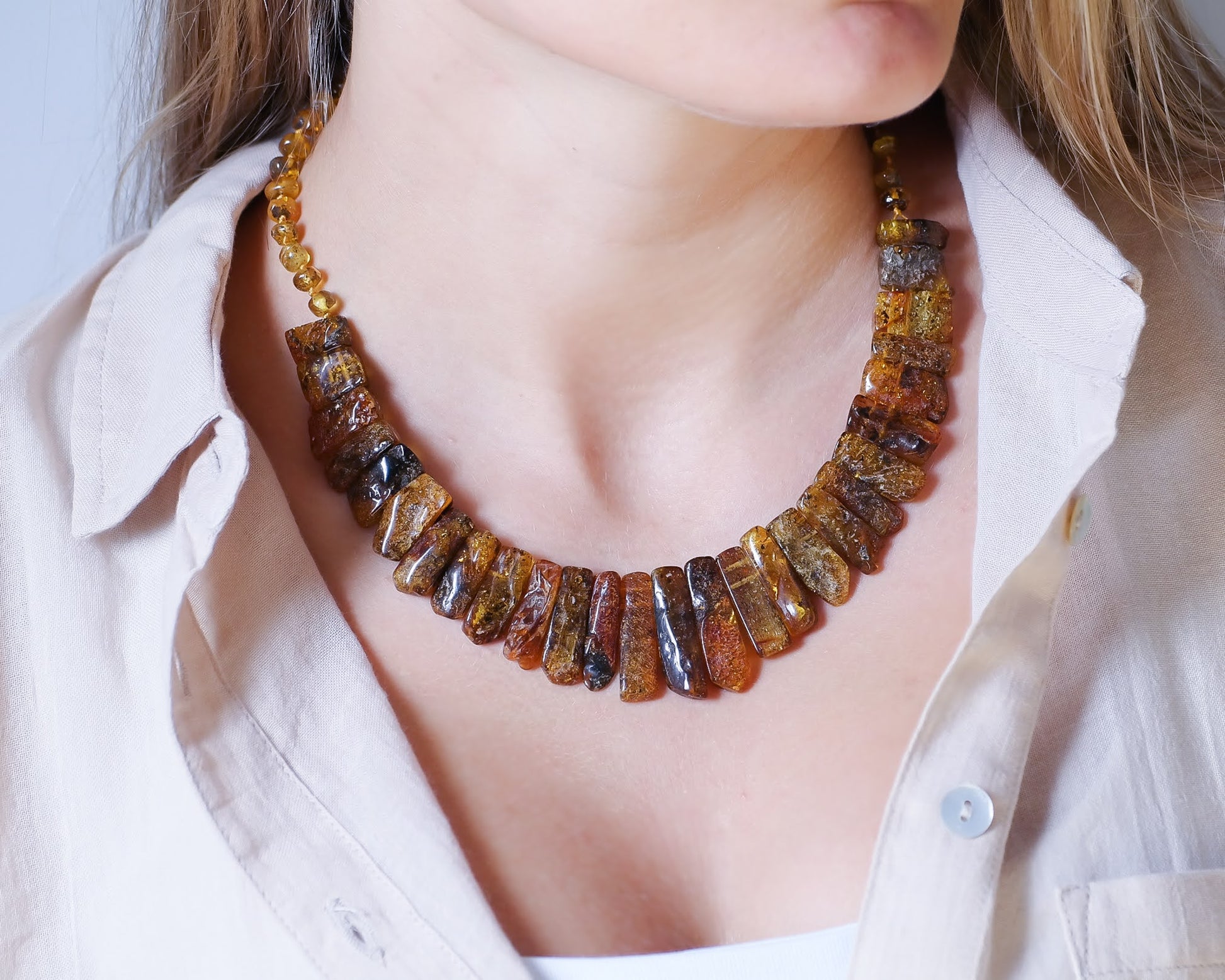 Cleopatra Style Dark Amber Necklace