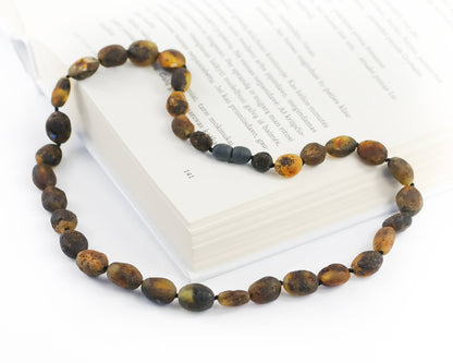 Raw Amber Bean Bead Necklace