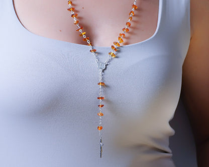 Baltic Amber Rosary With Silver Cross