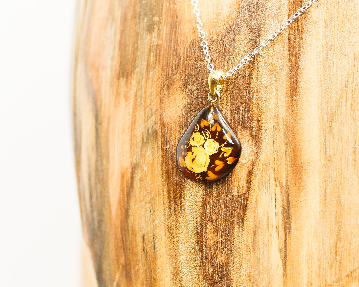 Baltic Amber Engraved Nugget Pendant