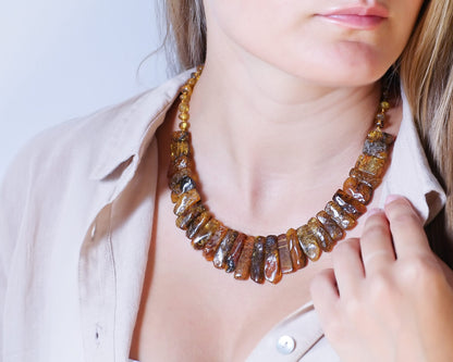 Brown Baltic Amber Necklace Collier