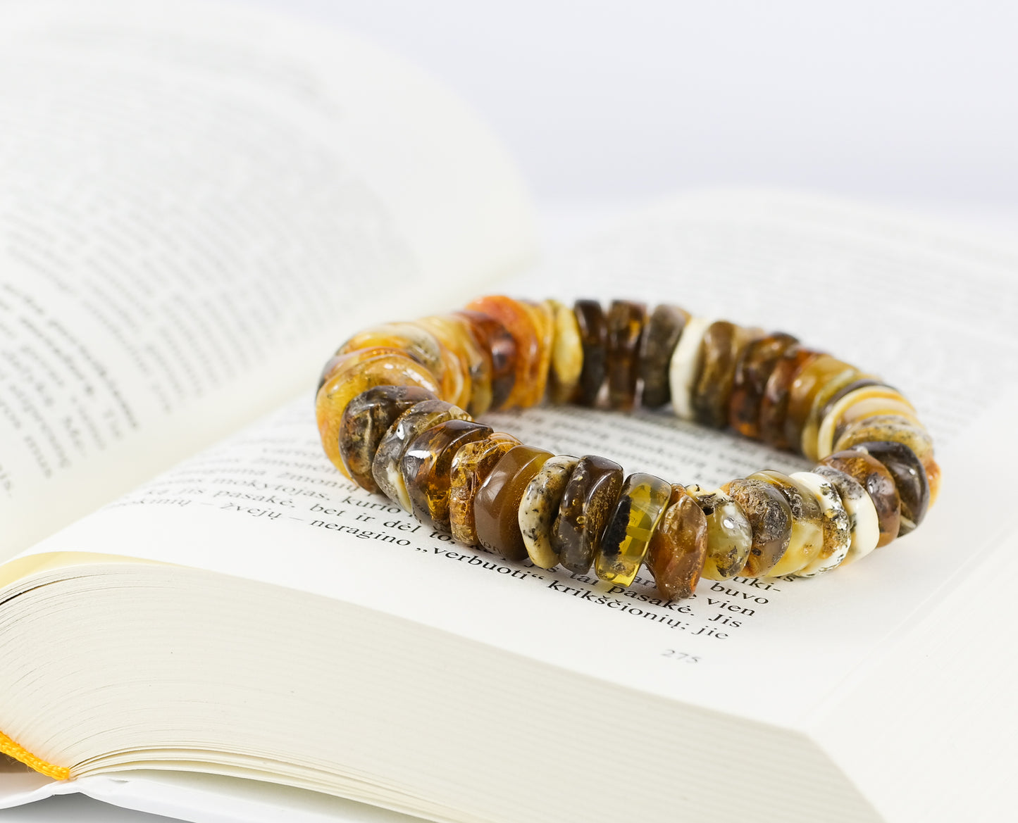 Tube Baltic Amber Bead Bracelet