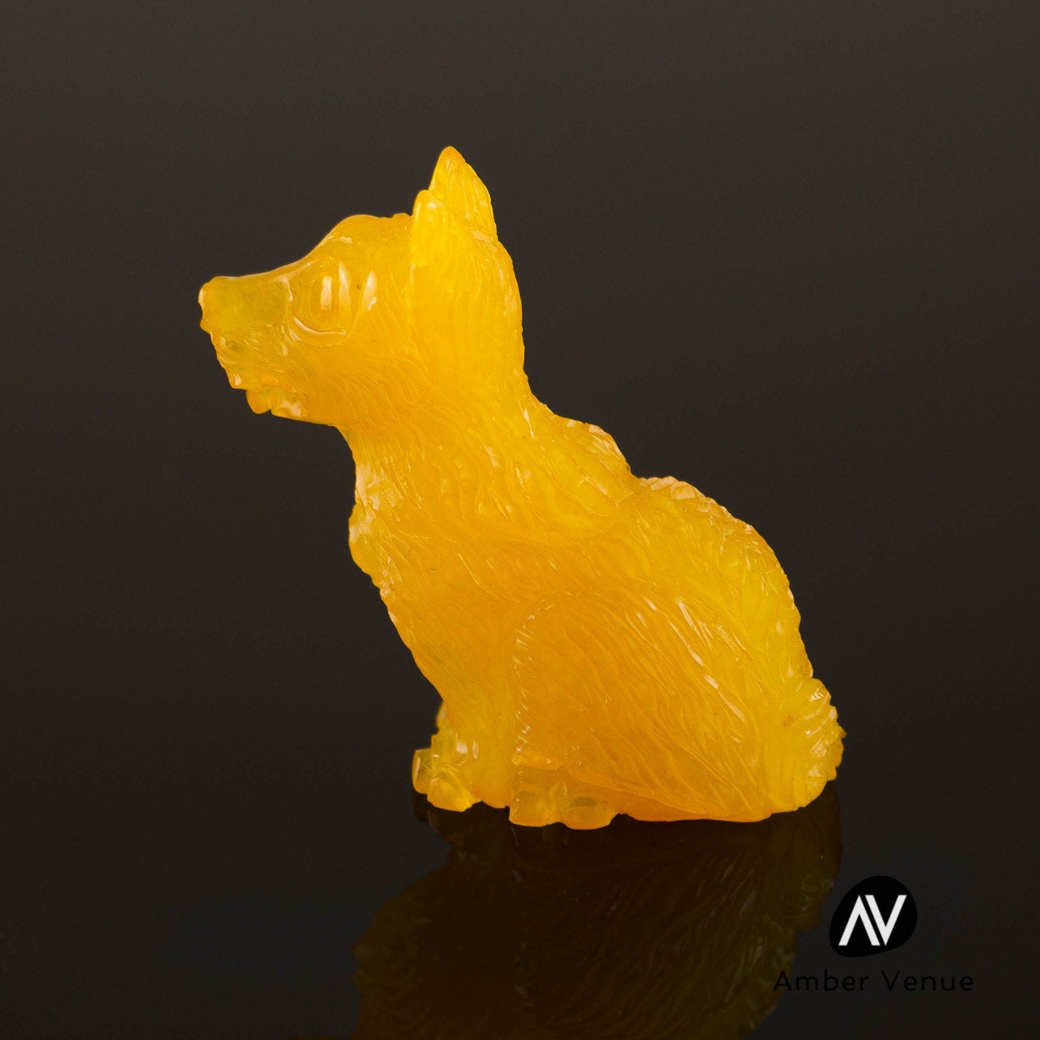 Dog Amber Carving